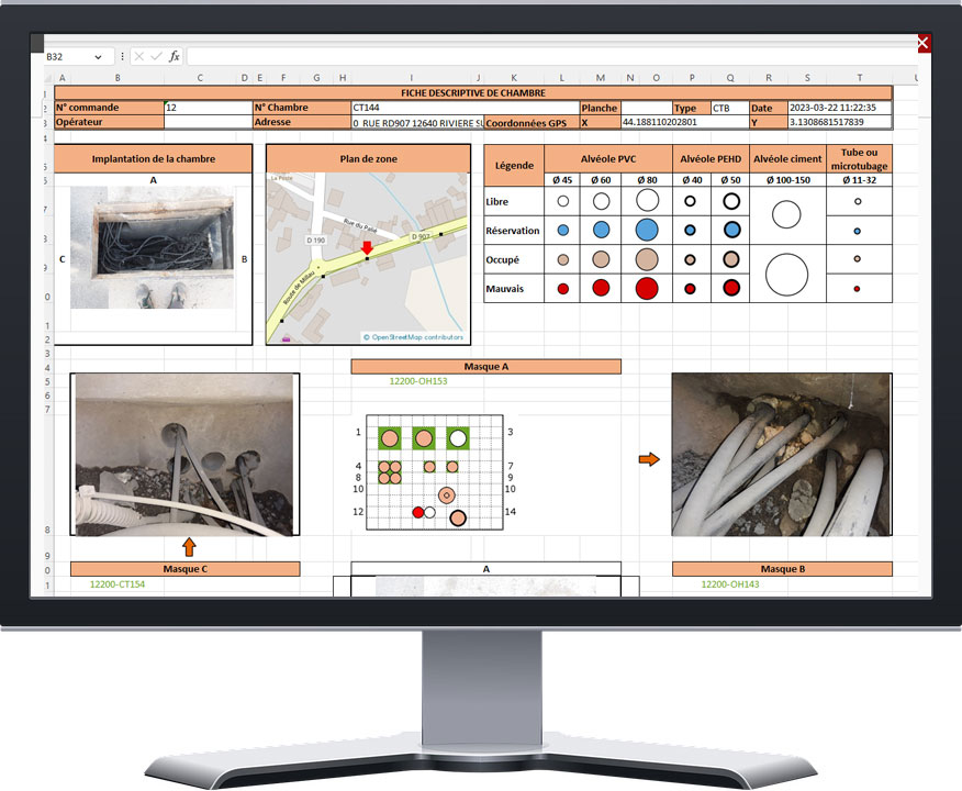 Logiciel FOA fiches d'occupation d'alvéoles masque ftth